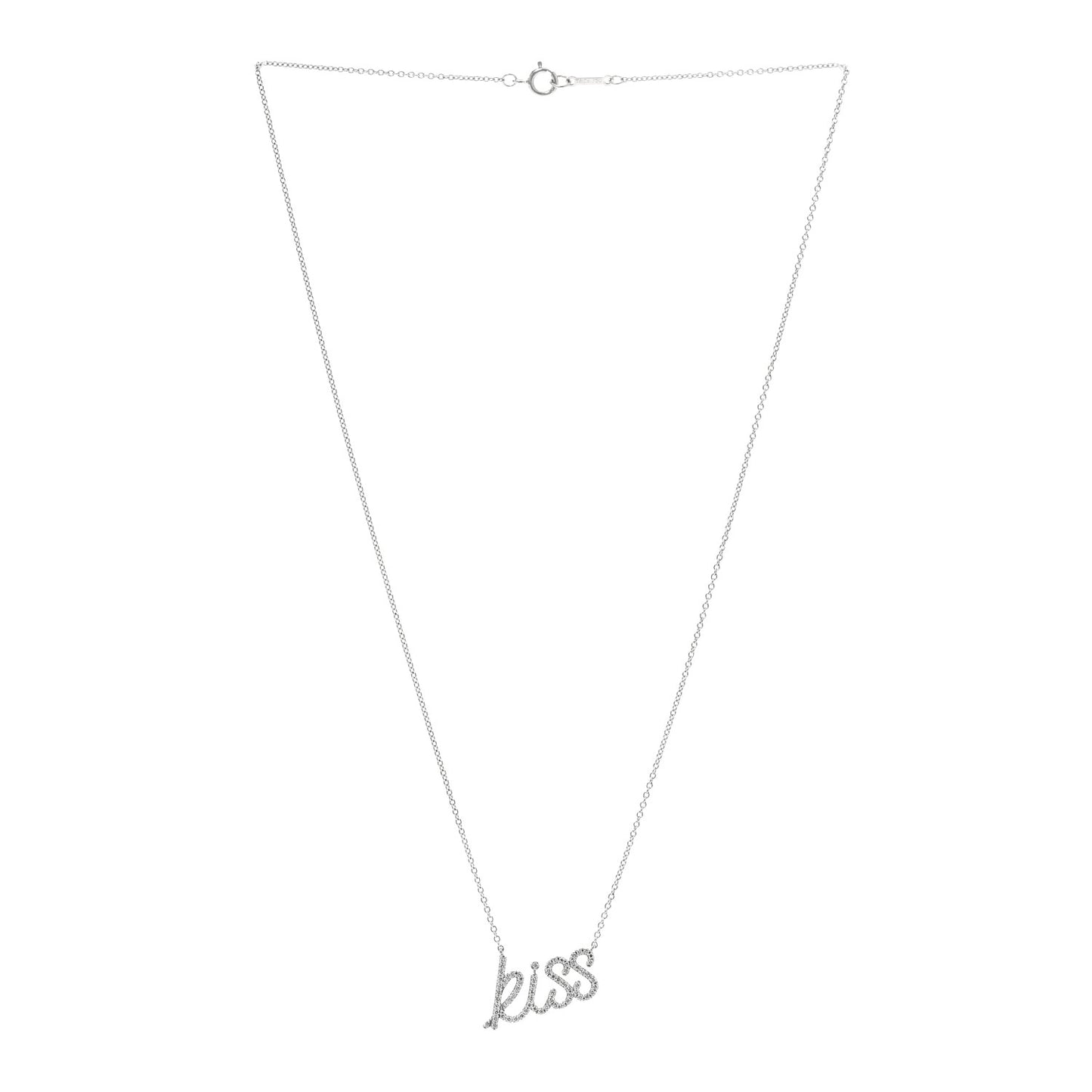 18K White Gold Diamond Small Paloma's Graffiti Kiss Pendant Necklace
