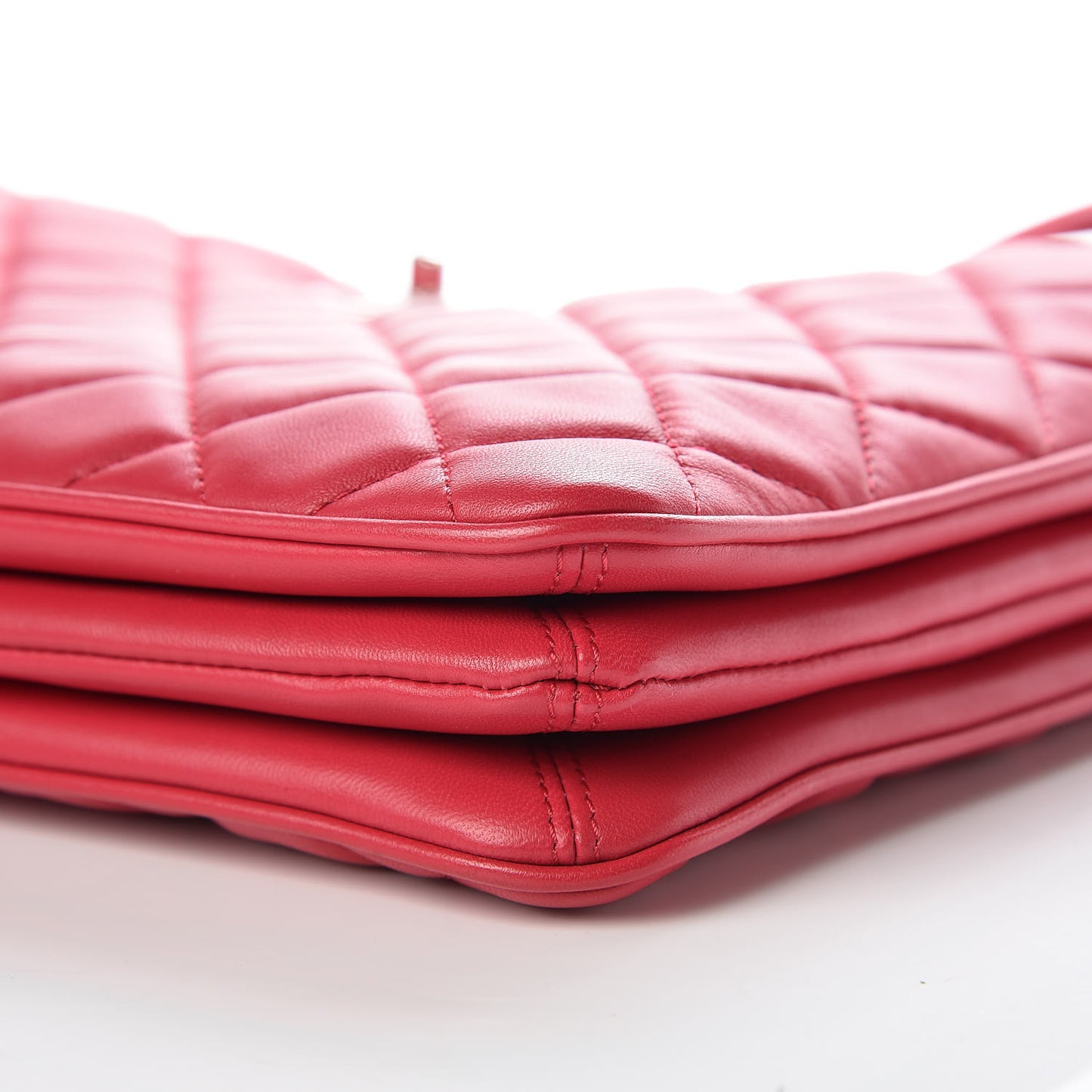 Lambskin Quilted Accordion Shopping Tote Dark Pink