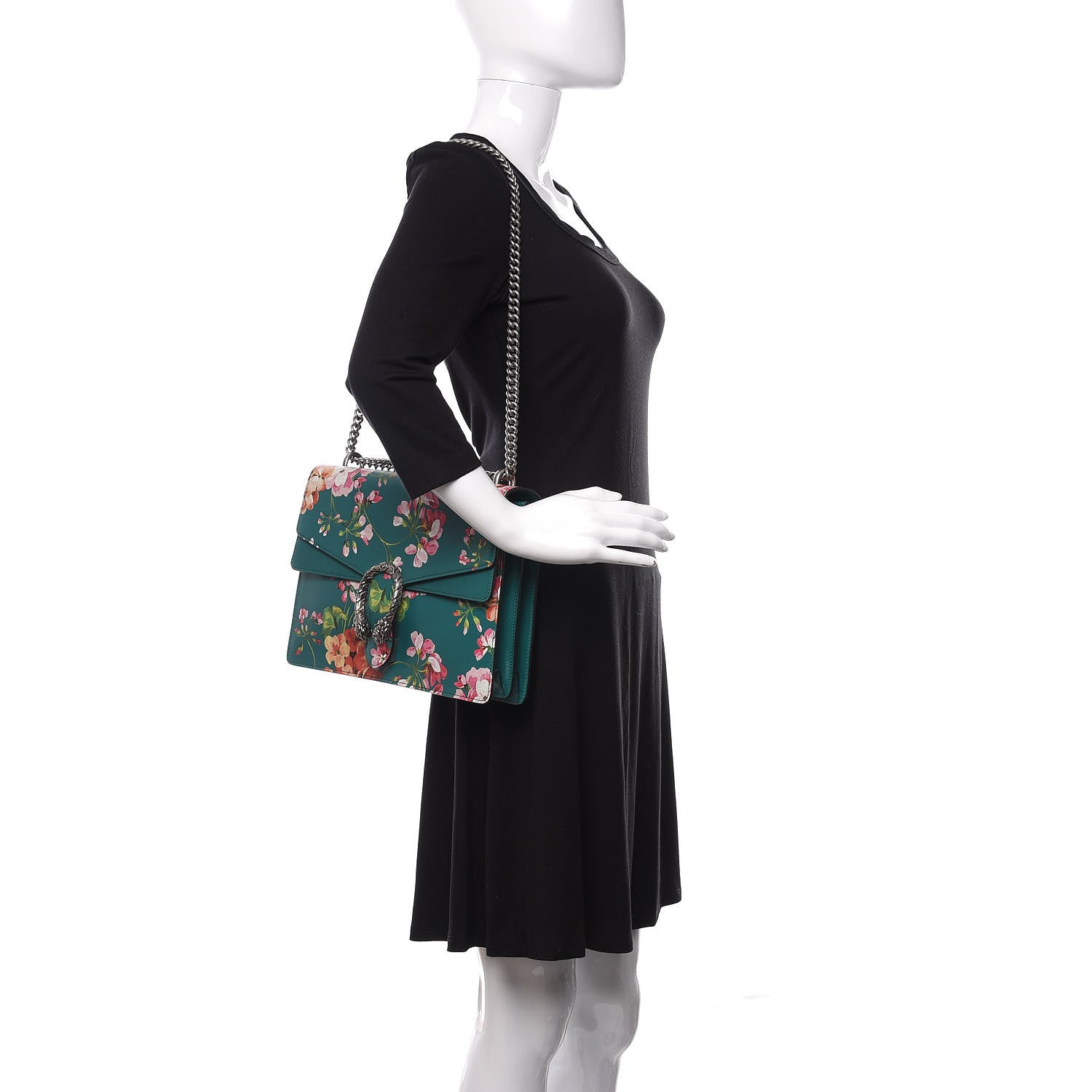 Gucci Calfskin Blooms Print Medium Dionysus Shoulder Bag Bright Emerald Multicolor 2 of 10
