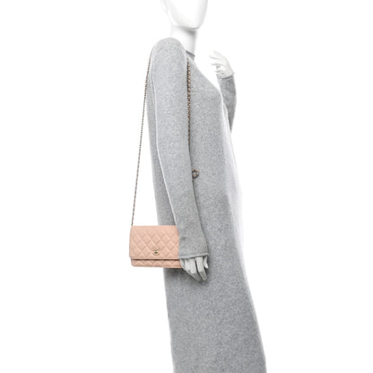 Chanel Caviar Quilted Bow Wallet On Chain WOC Light Beige 2 of 11