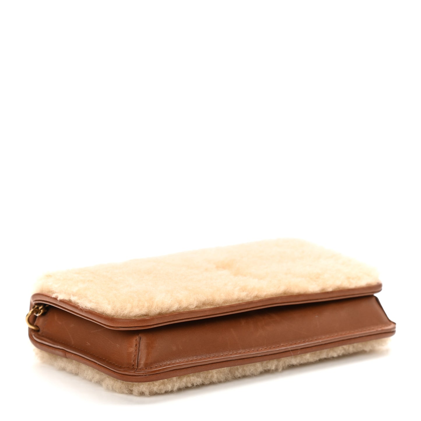 Shearling Monogram Phone Holder Crossbody Brown