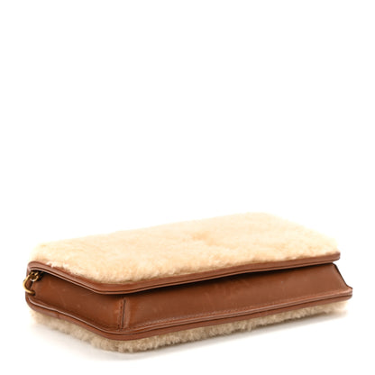 Saint Laurent Shearling Monogram Phone Holder Crossbody Brown 4 of 11