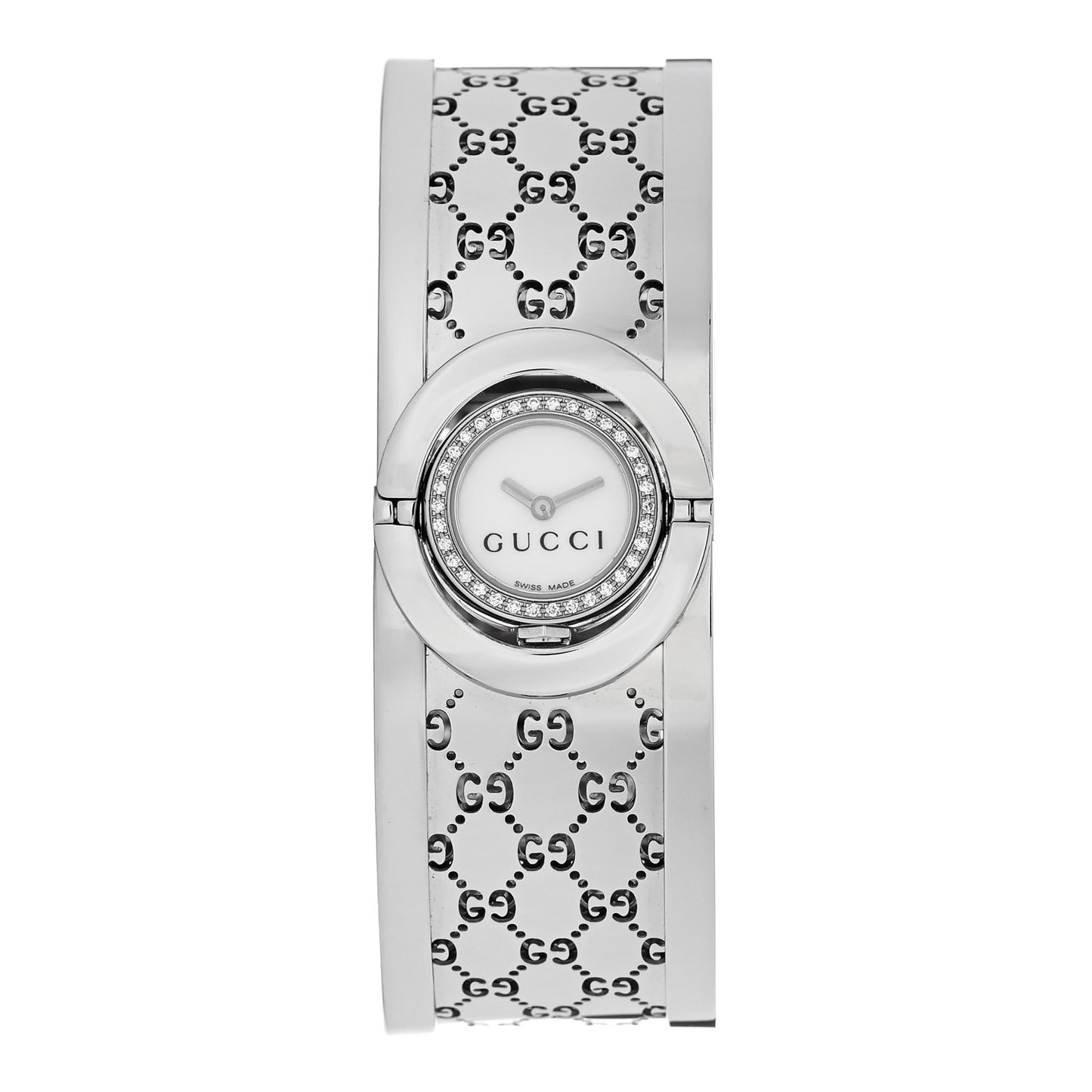Stainless Steel Diamond Bezel Mother of Pearl 23mm Twirl Quartz Watch
