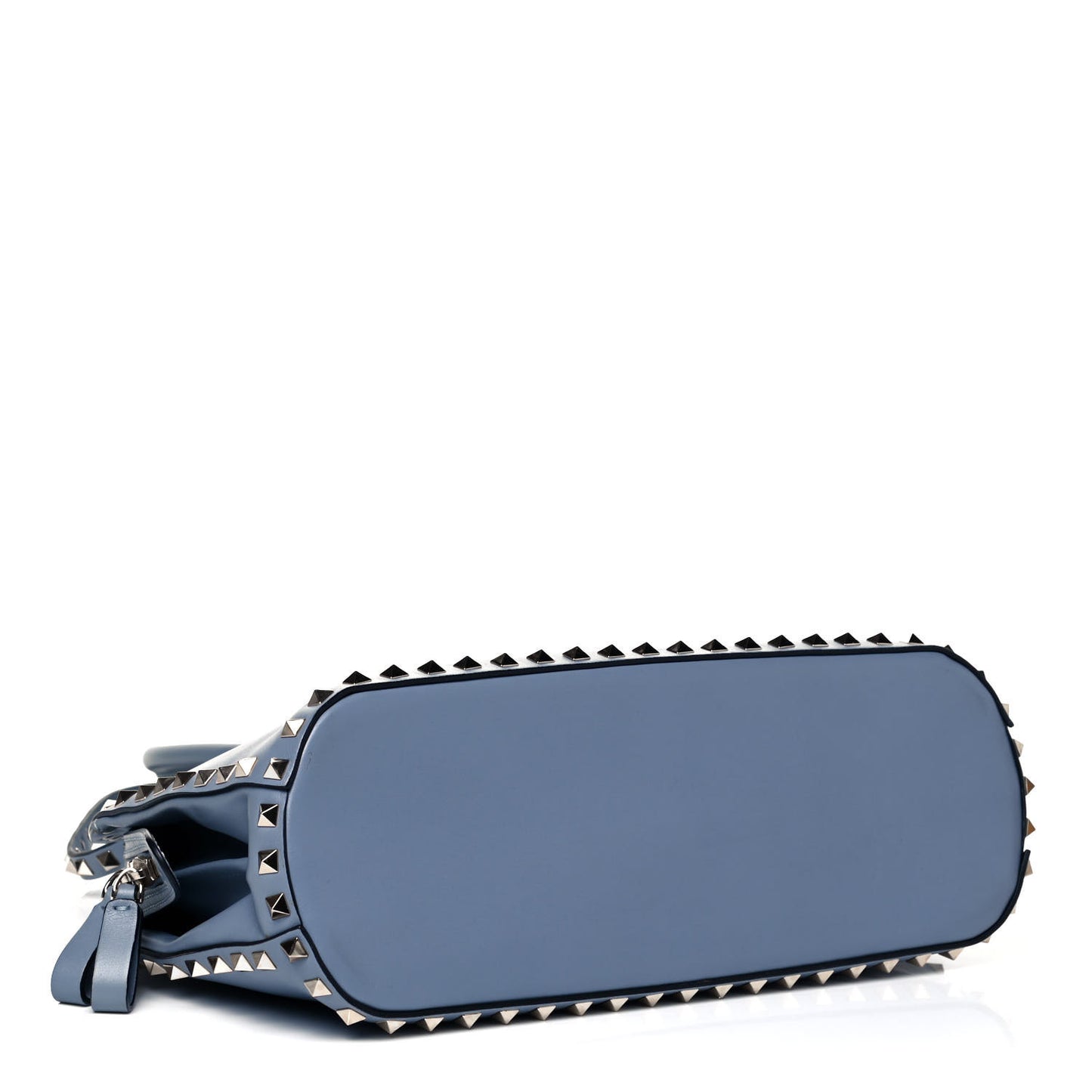Vitello Rockstud Double Handle Satchel Grey Blue
