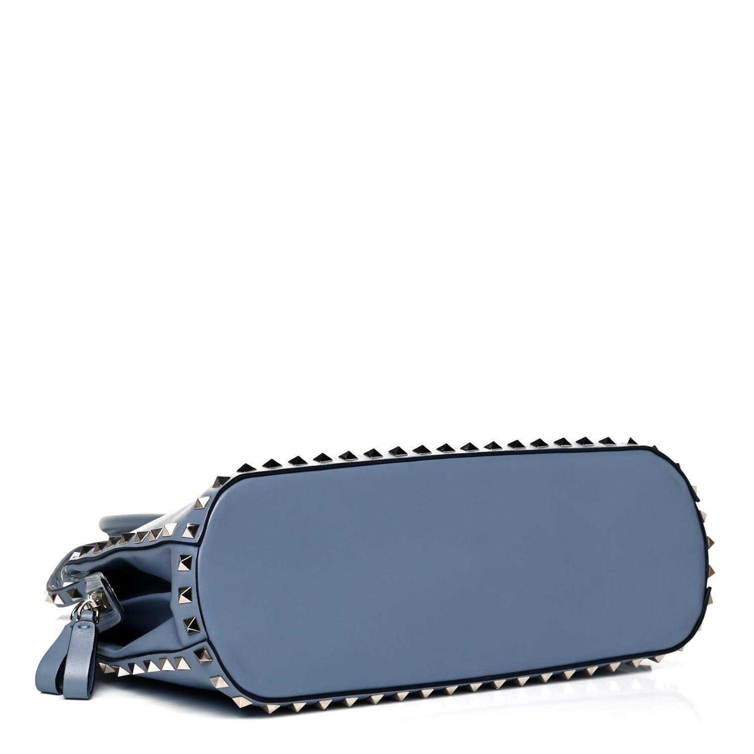Valentino Garavani Vitello Rockstud Double Handle Satchel Grey Blue 4 of 9