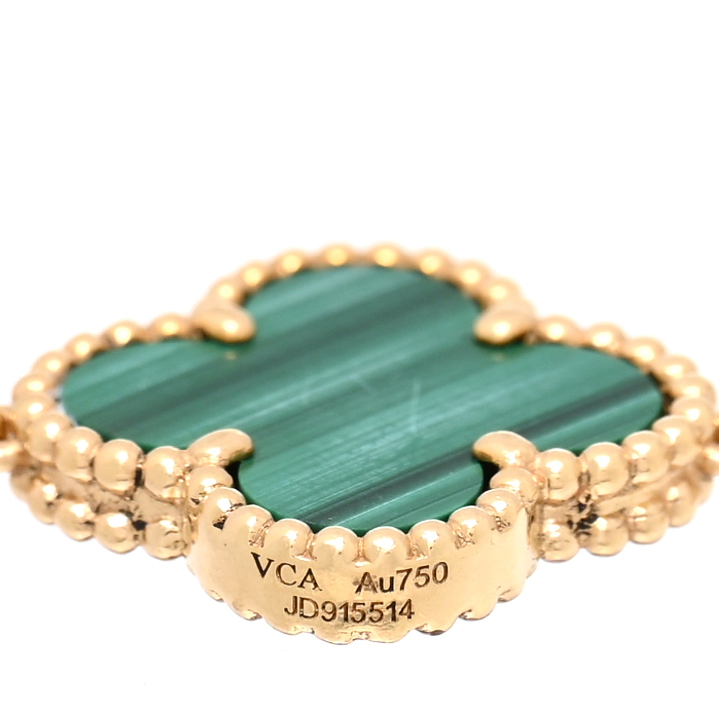 18K Yellow Gold Diamond Malachite 5 Motifs Vintage Alhambra Bracelet