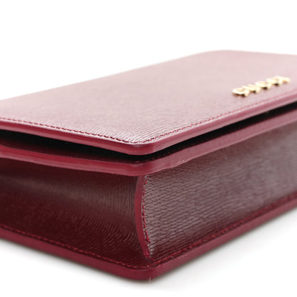 Gucci Textured Calfskin Script Logo Wallet On Chain Rosso Ancora 9 of 10