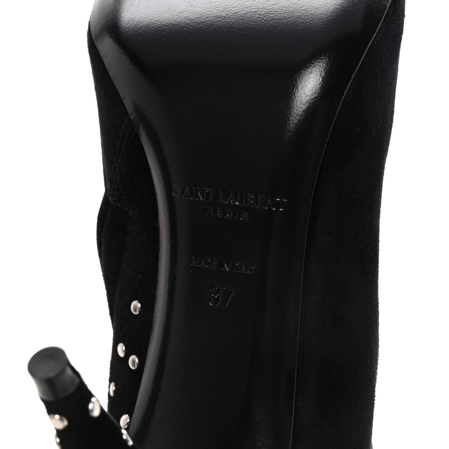 Saint Laurent Suede Studded Kiki 85 Zip Boot 37 Black 7 of 10