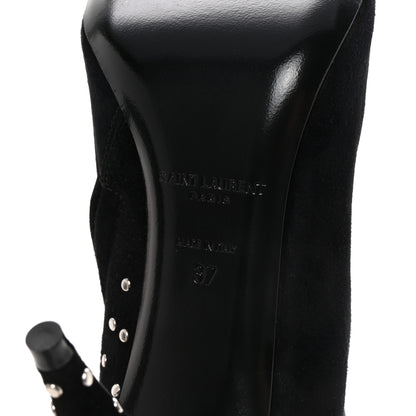 Saint Laurent Suede Studded Kiki 85 Zip Boot 37 Black 7 of 10