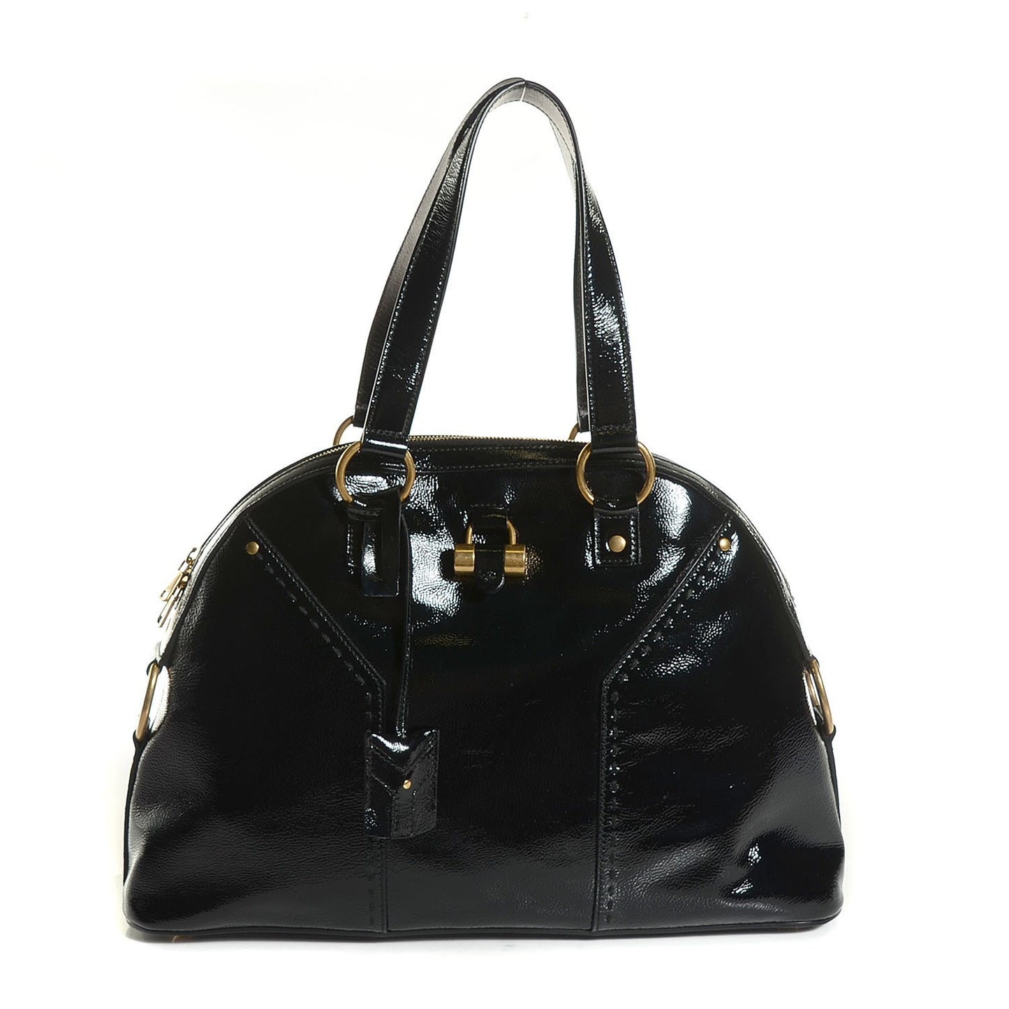 Patent Calfskin Large Muse Black