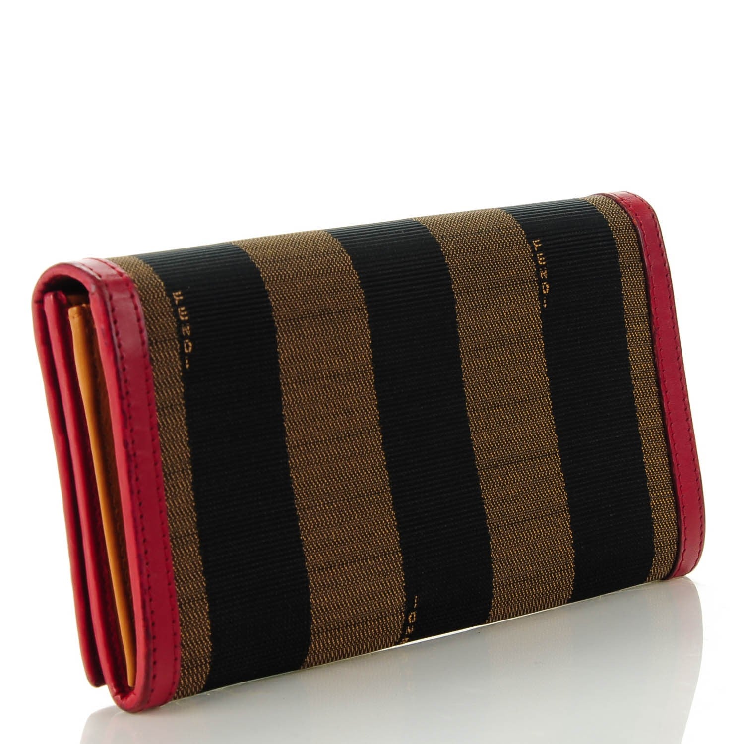 Fendi Pequin Cuoio Vegetale Organizer Continental Wallet Tobacco Rosso Miele 3 of 14