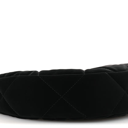 Chanel Velvet Effect Nylon Shiny Crumpled Calfskin Coco Neige Quilted Clutch With Chain Black 10 of 15