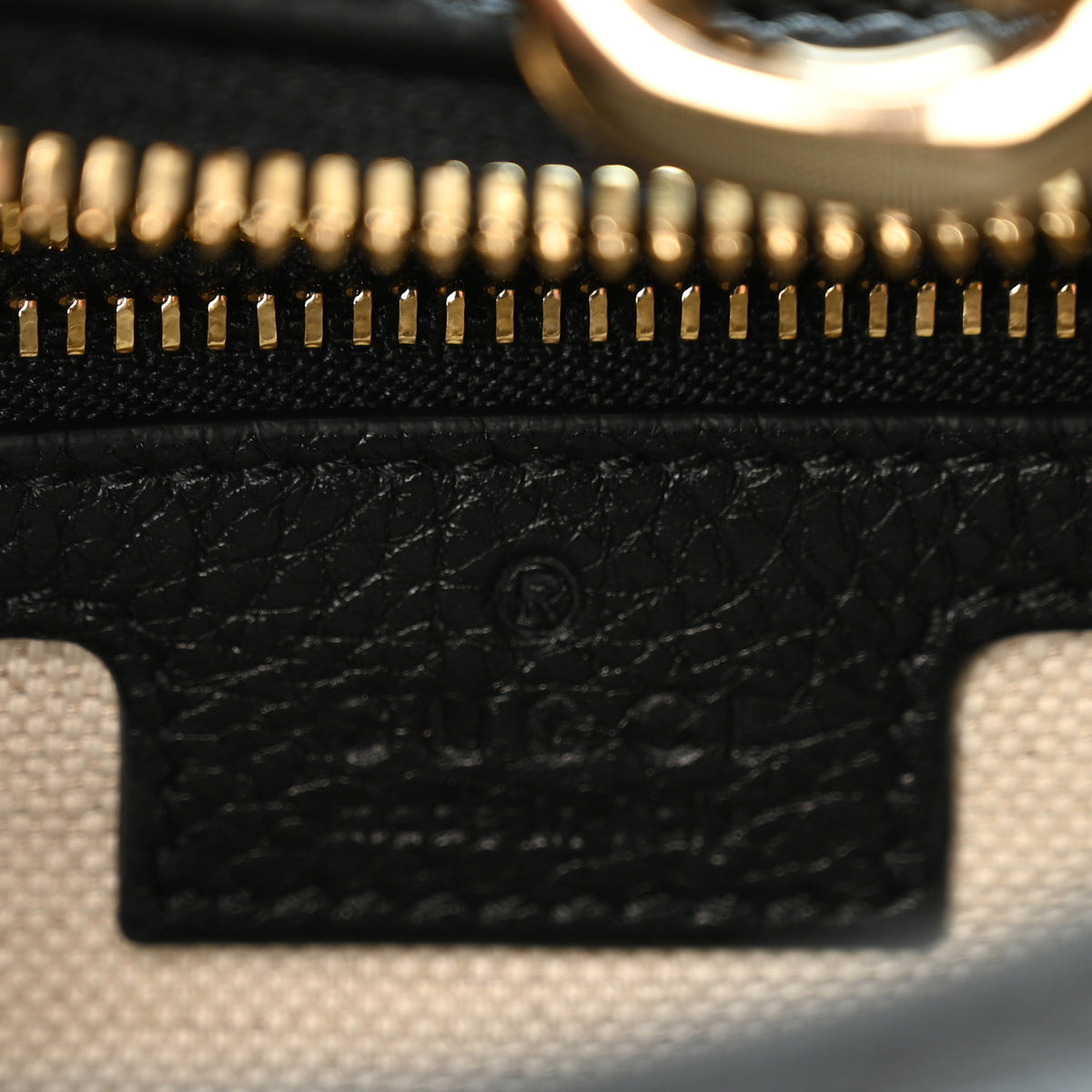 Gucci GG Grainy Calfskin Emblem Small Half Moon Shoulder Bag Black 6 of 10