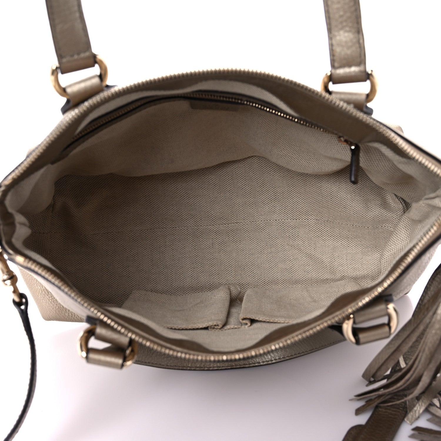 Gucci Metallic Cellarius Calfskin Small Soho Top Handle Satchel Golden Beige 5 of 17