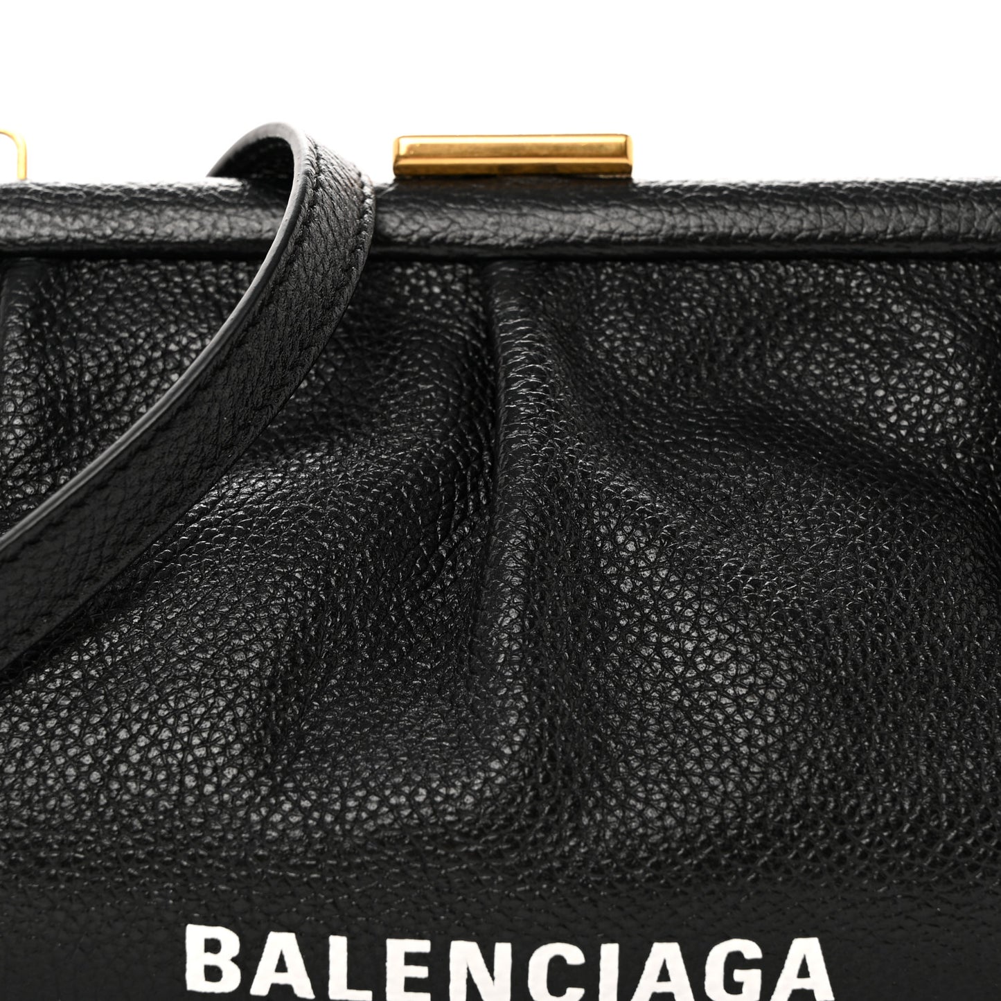 Grained Calfskin Logo Cloud Clutch XS Black
