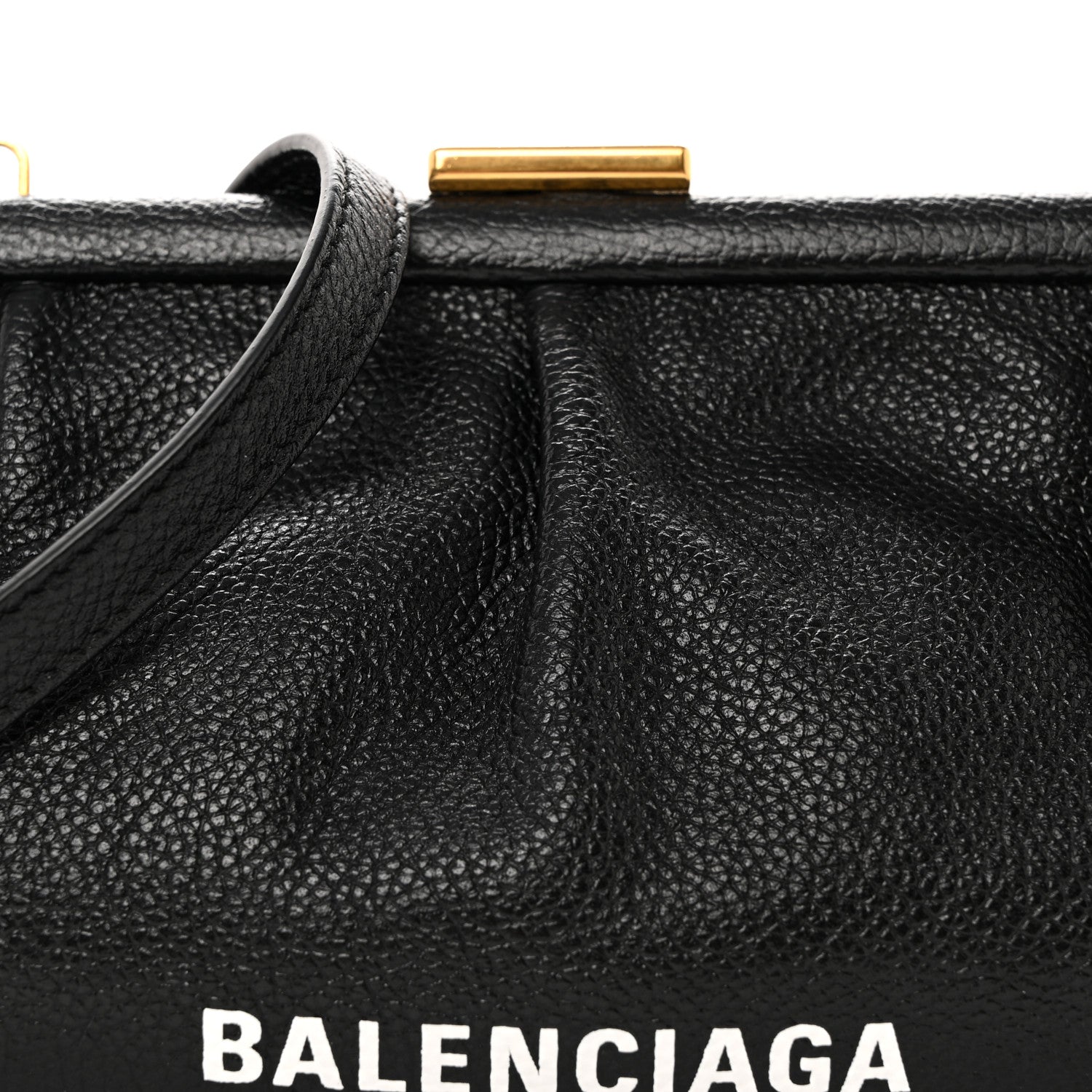 Balenciaga Grained Calfskin Logo Cloud Clutch XS Black 6 of 12