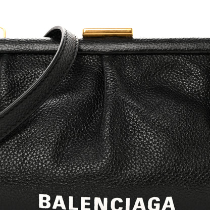 Balenciaga Grained Calfskin Logo Cloud Clutch XS Black 6 of 12