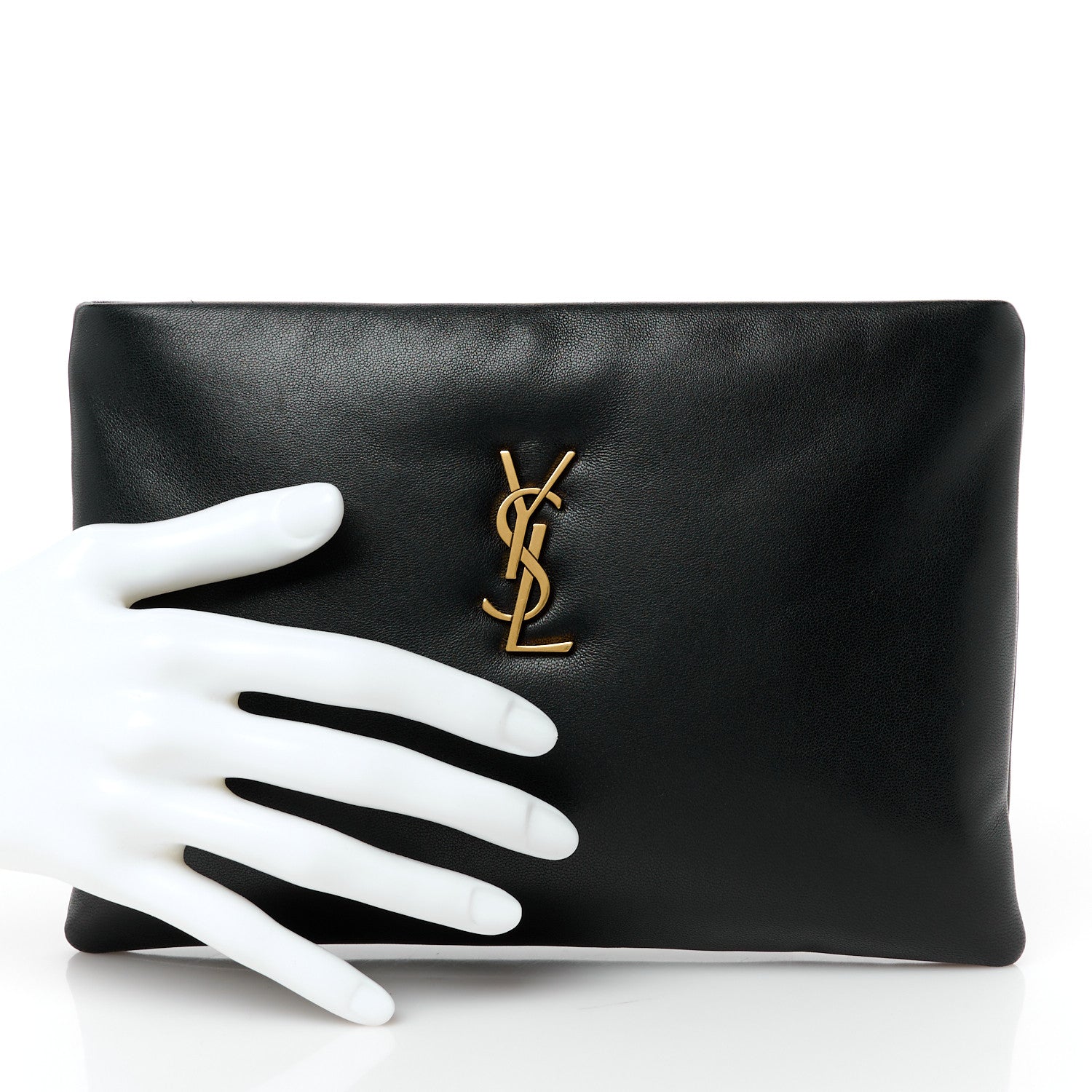Saint Laurent Lambskin Small Calypso Pouch Black 2 of 8