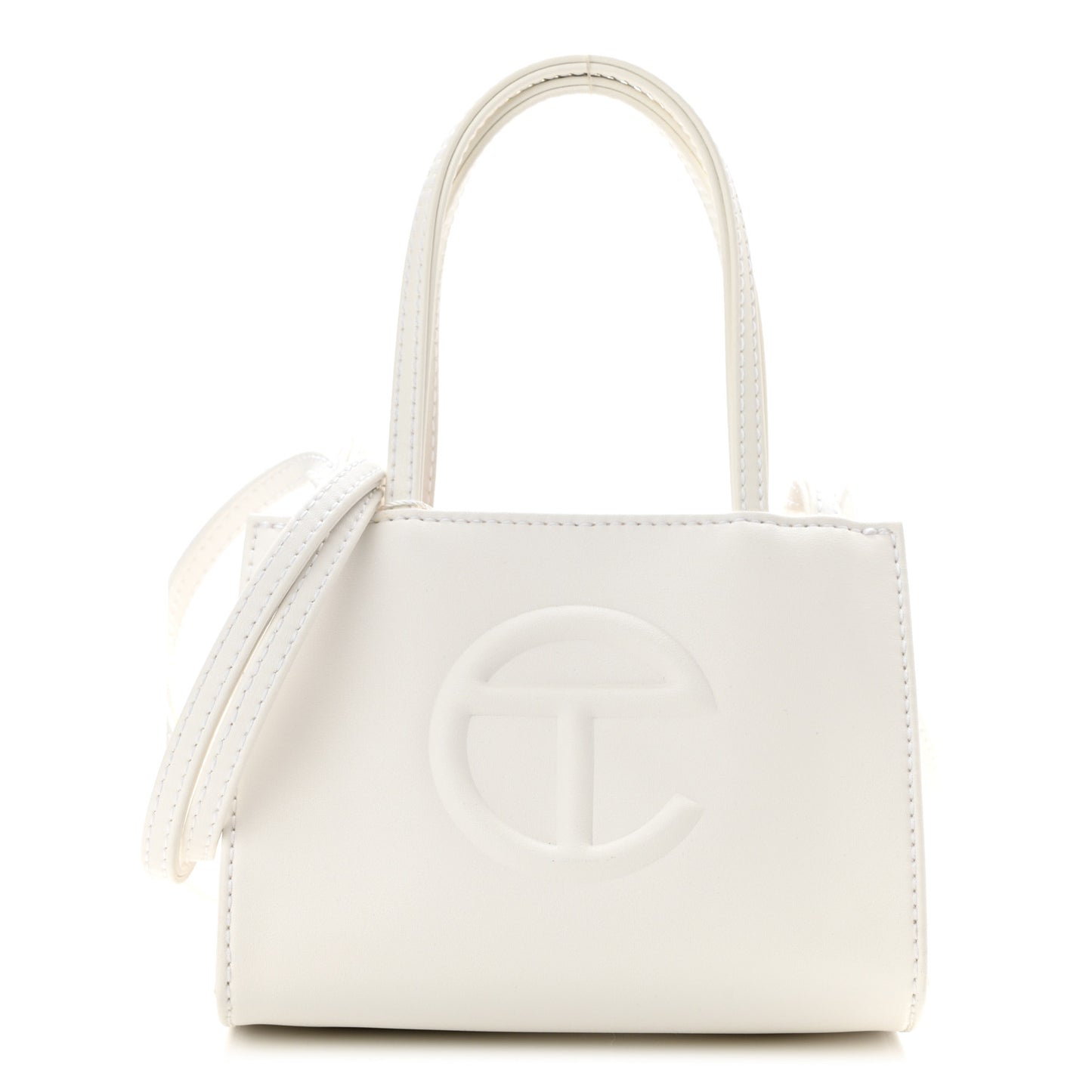 Vegan Leather Small Shopping Bag White