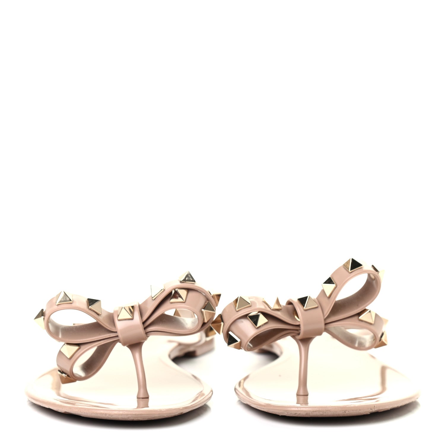 Valentino Garavani PVC Jelly Rockstud Bow Thong Sandals 39 Poudre 2 of 7
