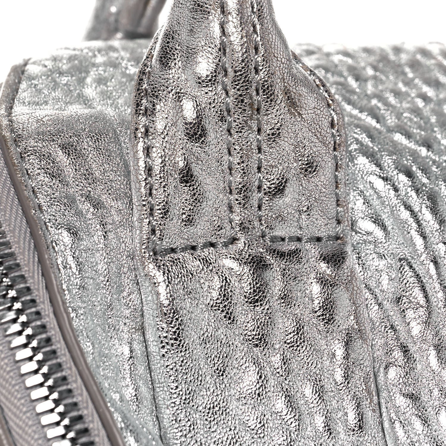 Alexander Wang Metallic Pebbled Lambskin Rockie Rhodium Silver 16 of 17