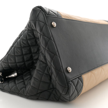 Chanel Lambskin Quilted Large CC Shopping Tote Black Rose Clair 10 of 15