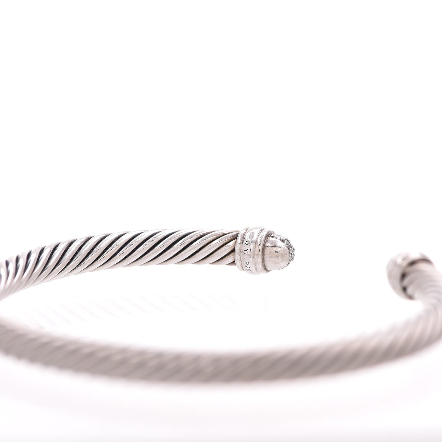 Sterling Silver Pave Diamond 5mm Cable Classics Bracelet