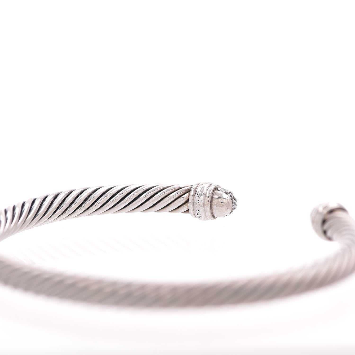 David Yurman Sterling Silver Pave Diamond 5mm Cable Classics Bracelet 4 of 4