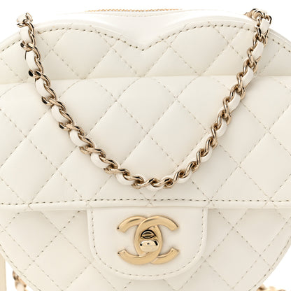 Chanel Lambskin Quilted CC In Love Heart Bag White 8 of 11
