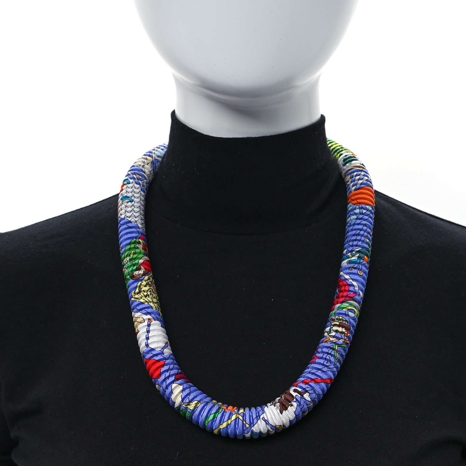 Hermes Silk Collier Plisse En Soie Petit H Pleated Necklace 2 of 5