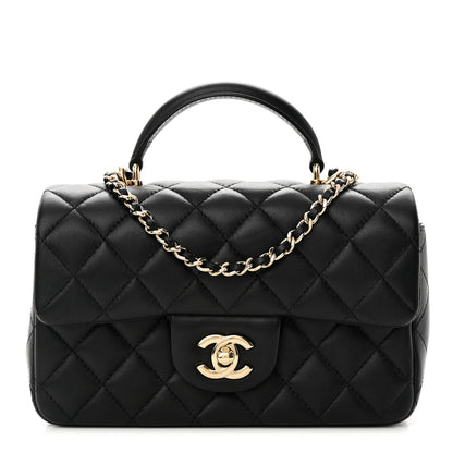 Chanel Lambskin Quilted Mini Top Handle Rectangular Flap Black 1 of 11