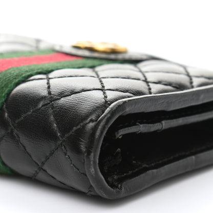 Gucci Calfskin Web Trapuntata GG Marmont Card Case Wallet Black 11 of 11