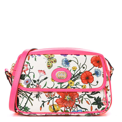 Gucci Canvas Flora Floral Shoulder Bag White Fuchsia Fluo 1 of 11
