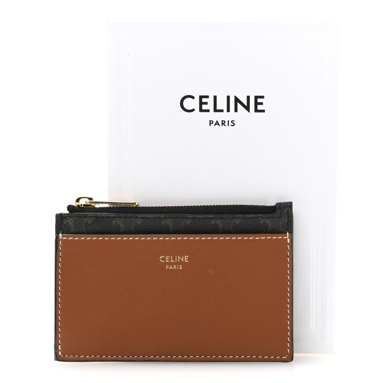 Celine Triomphe Canvas Zipped Card Holder Tan 10 of 10