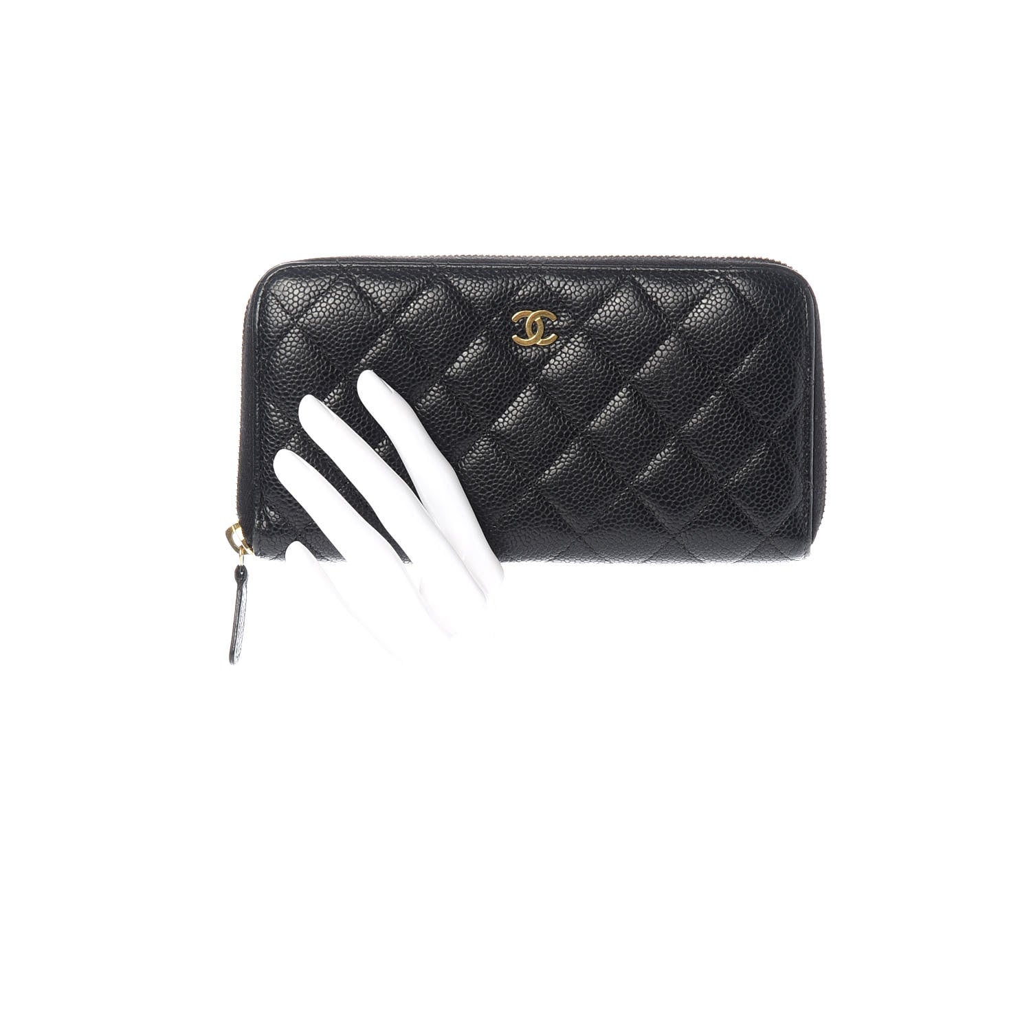 Chanel Caviar Quilted Large Gusset Zip Around Wallet Black 2 of 7