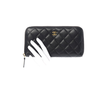 Chanel Caviar Quilted Large Gusset Zip Around Wallet Black 2 of 7