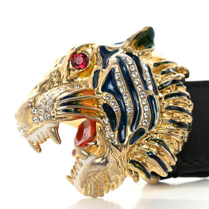 Gucci Calfskin Crystal Metal Tiger Head Buckle 30mm Belt 70 28 Black Multicolor 6 of 6