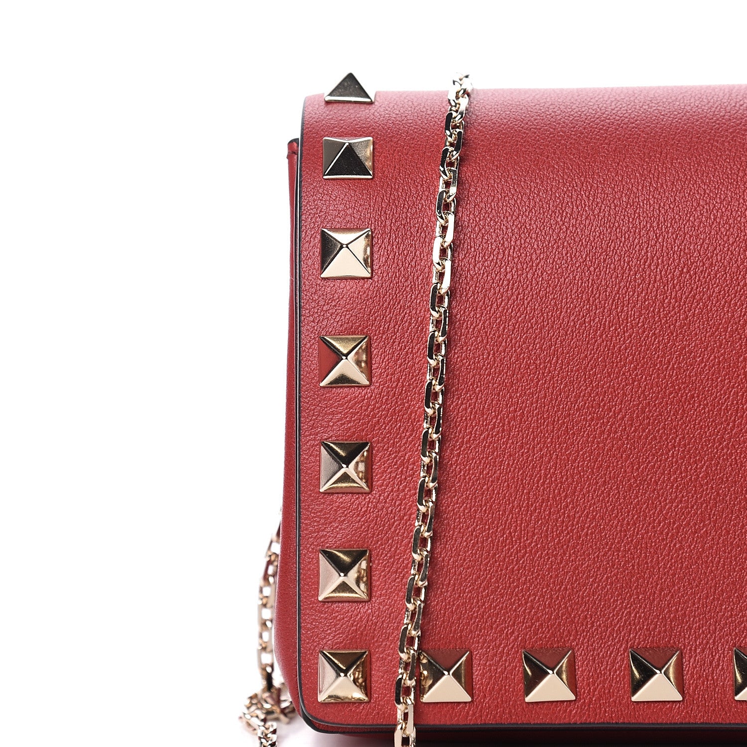 Valentino Garavani Vitello Small Rockstud Chain Flap Crossbody Bag Red 7 of 10