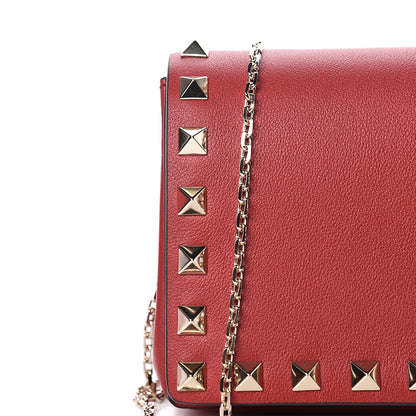 Valentino Garavani Vitello Small Rockstud Chain Flap Crossbody Bag Red 7 of 10