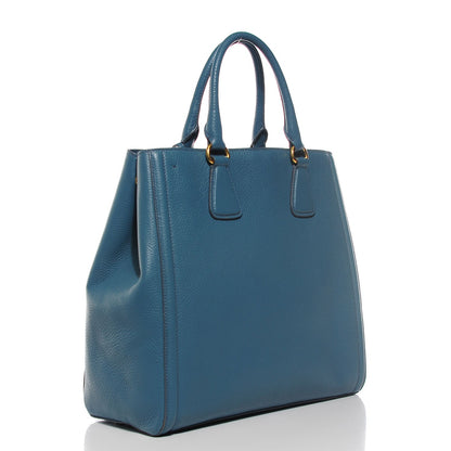 Prada Vitello Daino Large Shopping Tote Marine 3 of 11
