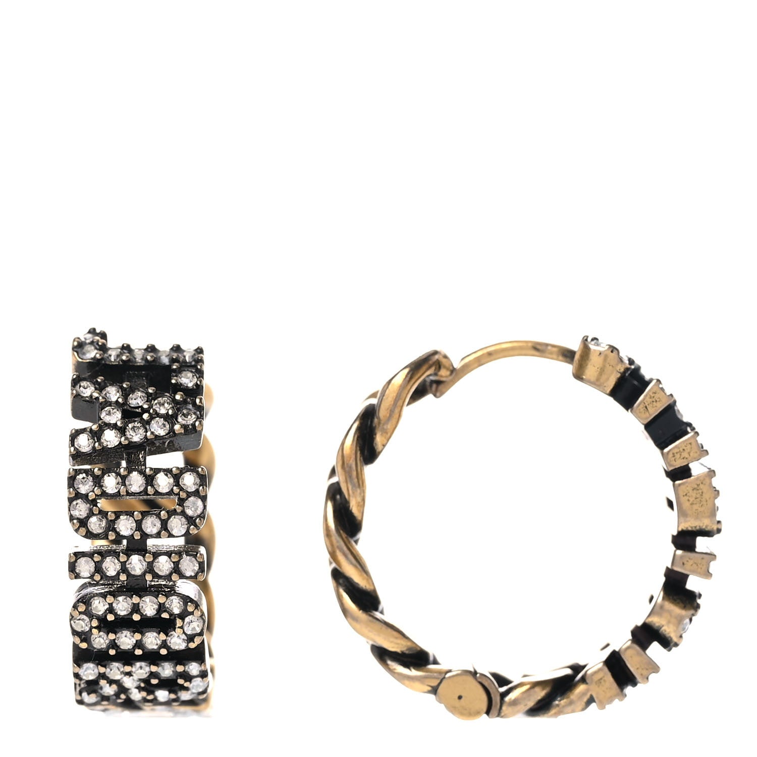 Christian Dior Crystal J'Adior Hoop Earrings Aged Gold 1 of 5