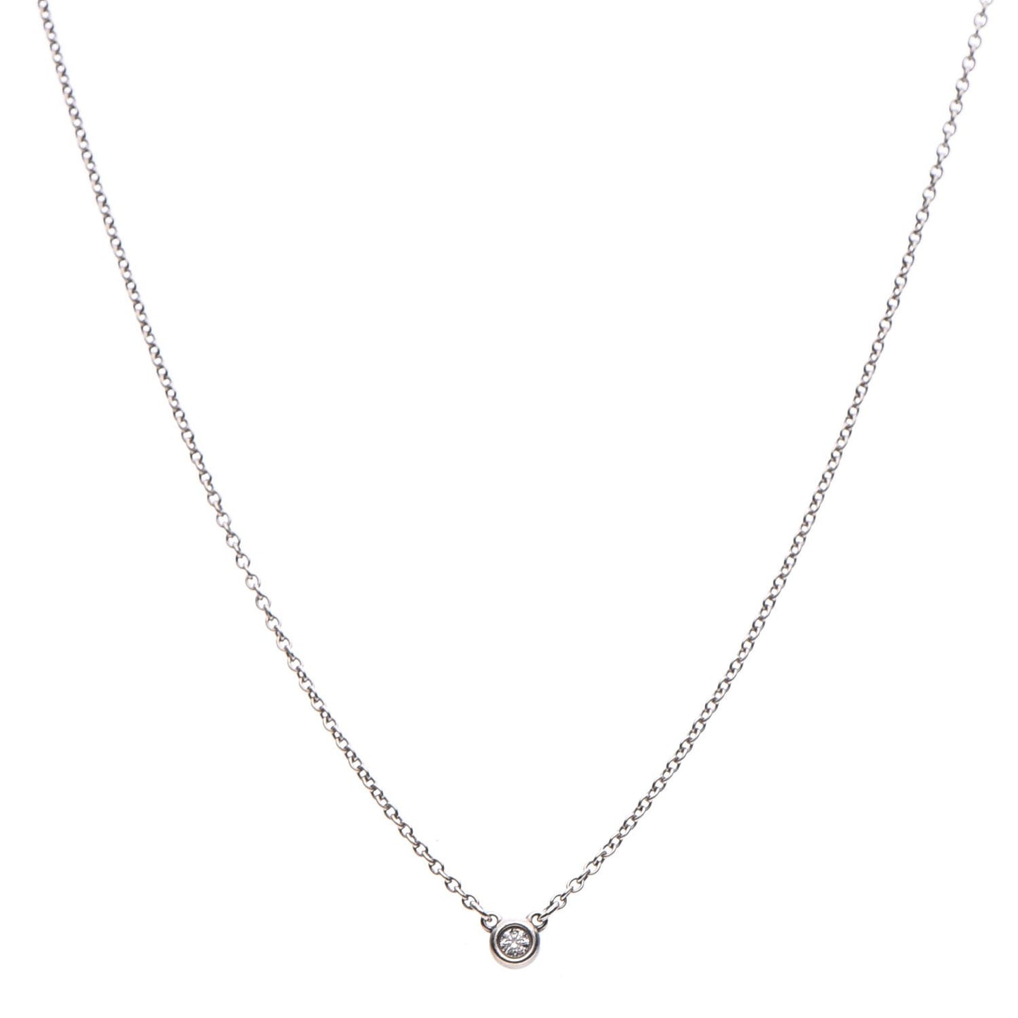 Sterling Silver Diamond .05ct Elsa Peretti Diamonds by the Yard Pendant Necklace