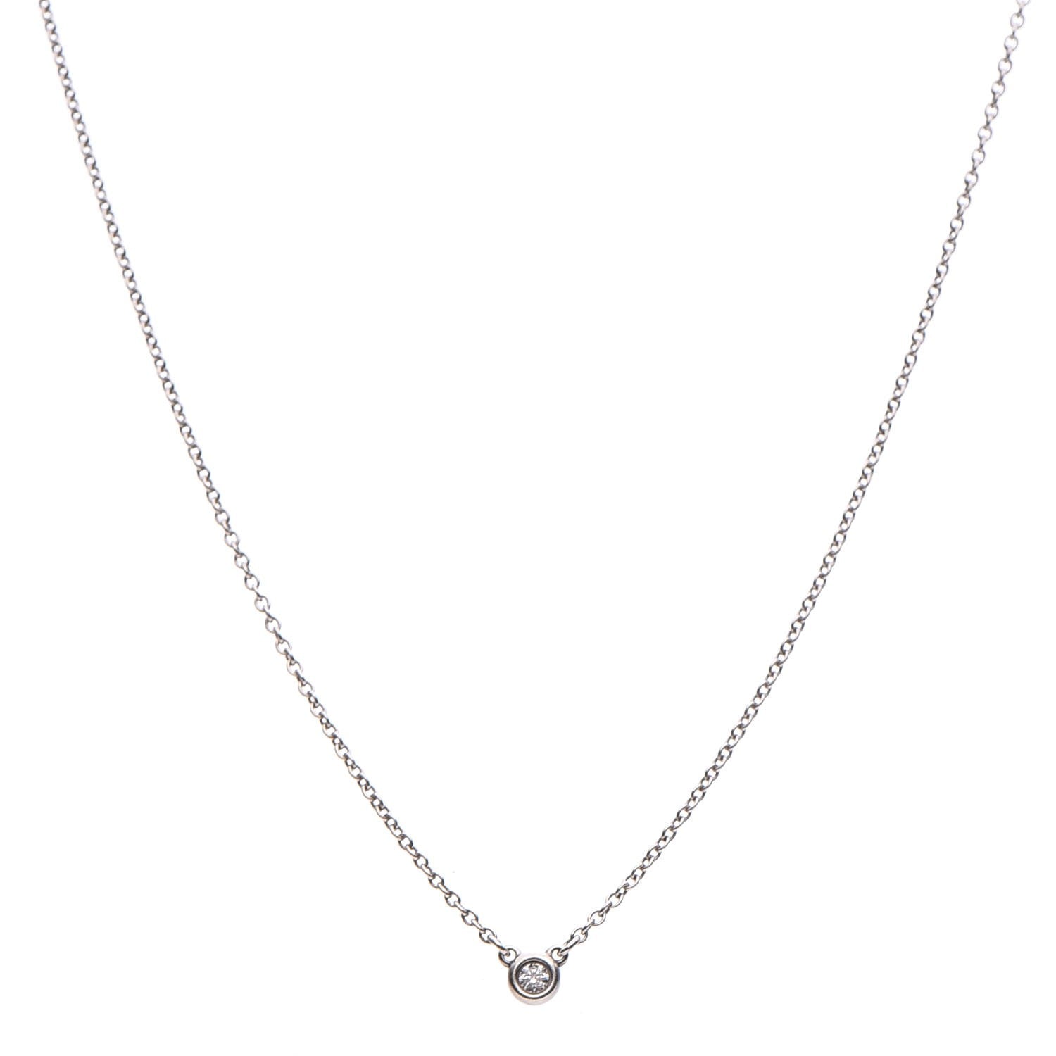 Tiffany Sterling Silver Diamond .05ct Elsa Peretti Diamonds by the Yard Pendant Necklace 1 of 9