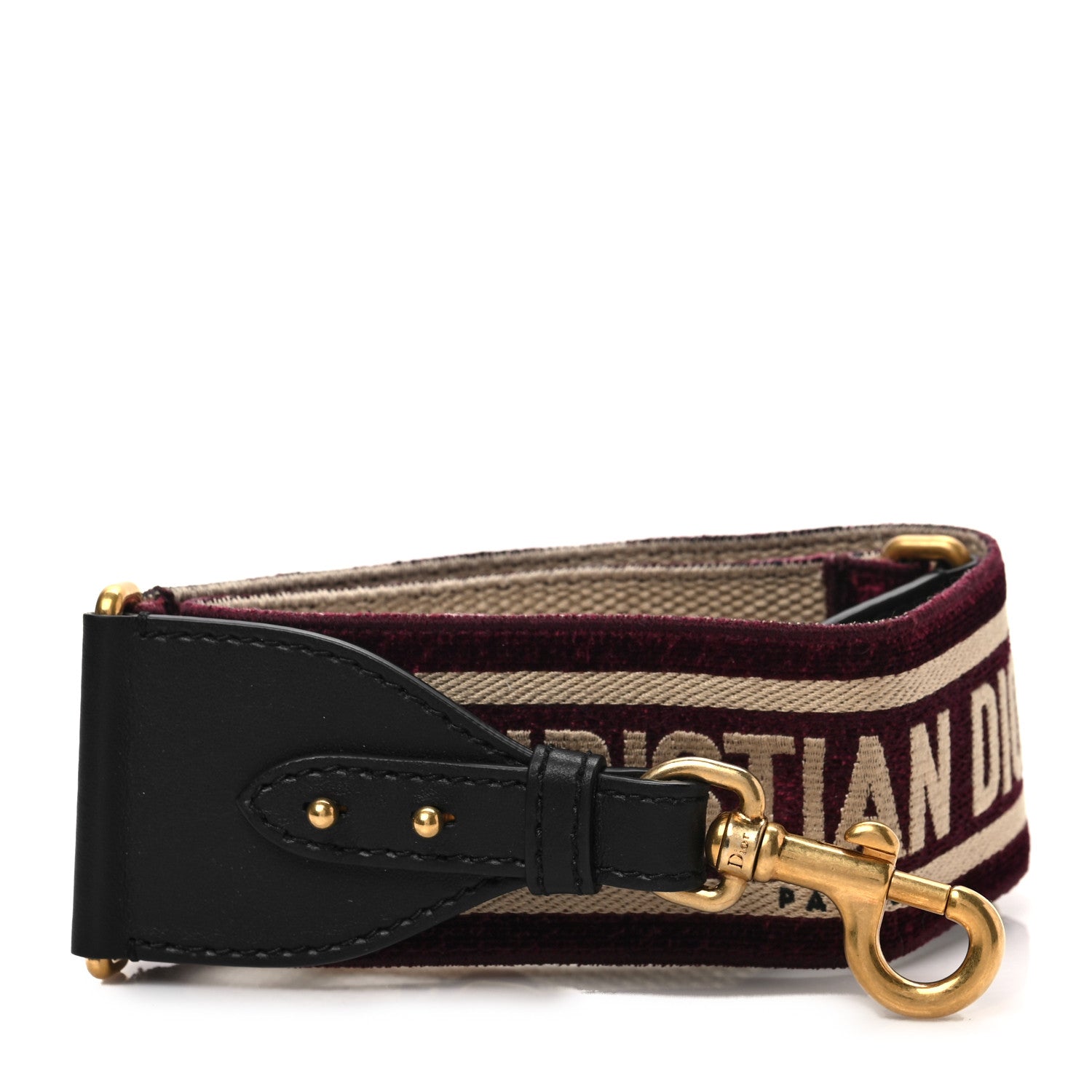 Christian Dior Canvas Velvet Embroidered Shoulder Strap Bordeaux 1 of 4