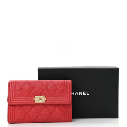 Chanel Caviar Quilted Medium Boy Flap Wallet Red 11 of 11