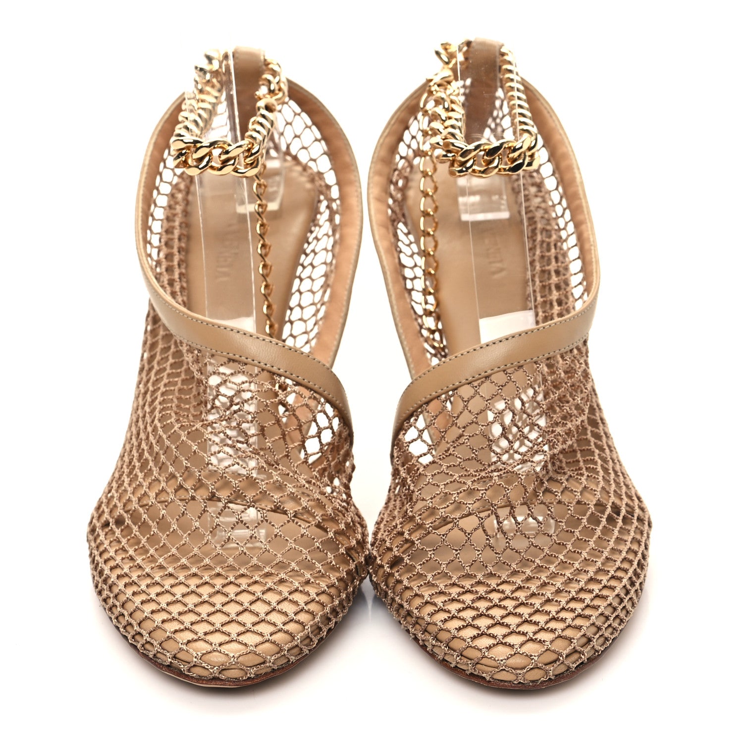 Bottega Veneta Mesh Nappa Chunky Chain Sandals 39.5 Beige Pony 2 of 8