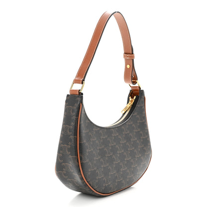 Celine Triomphe Canvas Calfskin Ava Shoulder Bag Tan 3 of 11