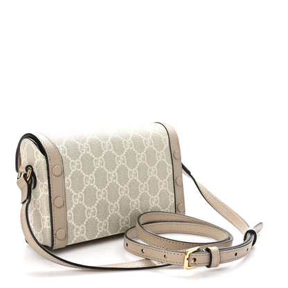 Gucci GG Supreme Monogram Textured Dollar Calfskin Mini Horsebit 1955 Shoulder Bag Beige Mystic White Oatmeal 3 of 11