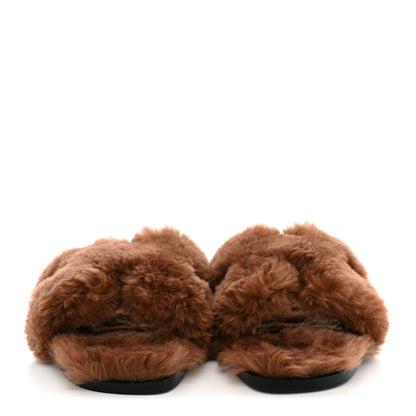 Hermes Woolskin Oran Sandals 41 Gold 3 of 8