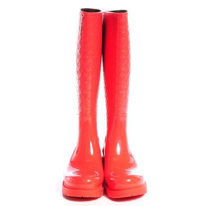 Louis Vuitton Rubber Embossed Monogram Splash Rain Boots 36 Coral 2 of 7
